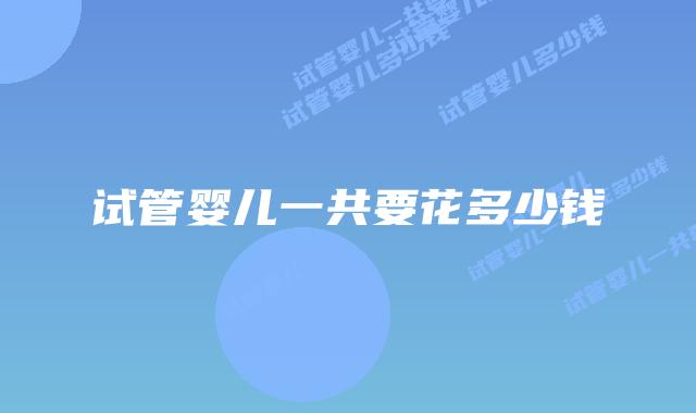 试管婴儿一共要花多少钱