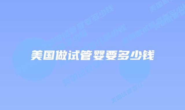 美国做试管婴要多少钱