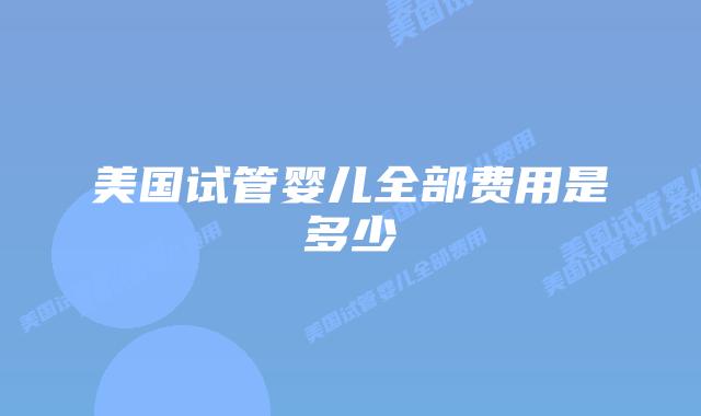 美国试管婴儿全部费用是多少