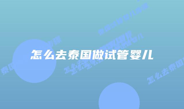 怎么去泰国做试管婴儿