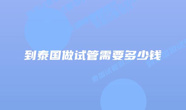 到泰国做试管需要多少钱