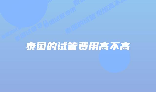 泰国的试管费用高不高