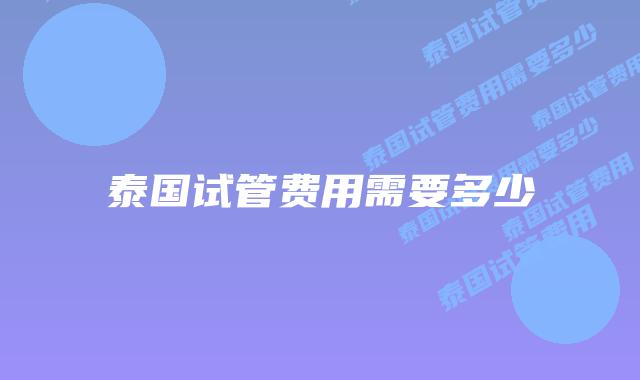 泰国试管费用需要多少