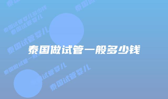 泰国做试管一般多少钱