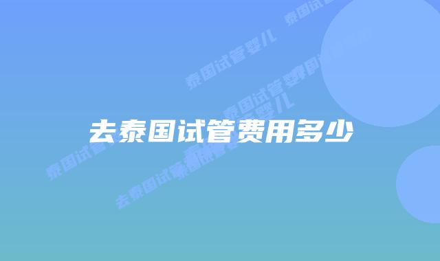 去泰国试管费用多少
