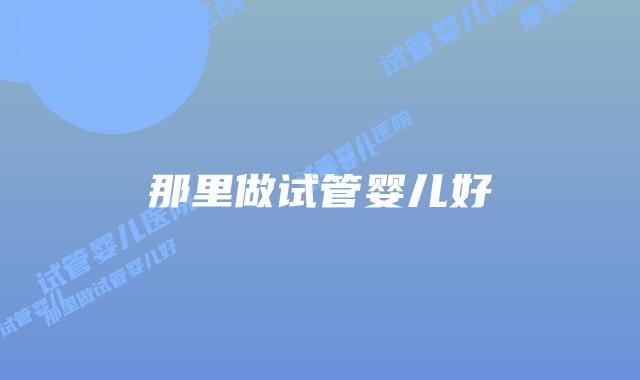 那里做试管婴儿好