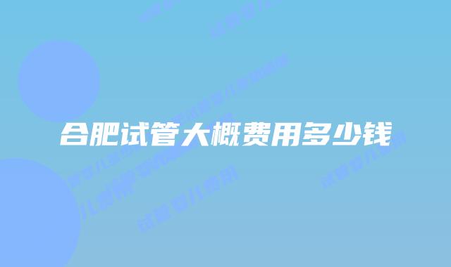 合肥试管大概费用多少钱
