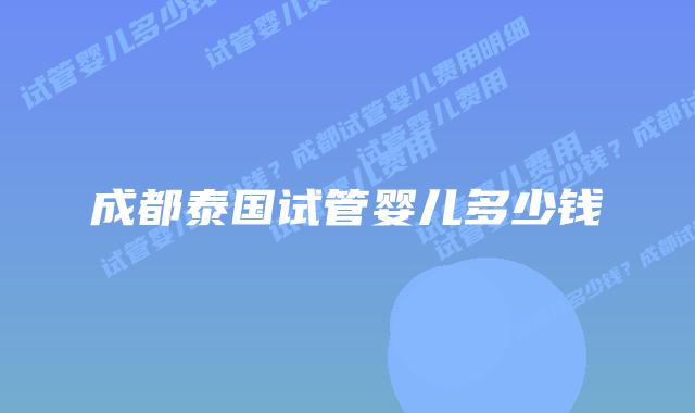 成都泰国试管婴儿多少钱