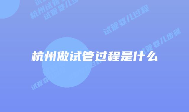 杭州做试管过程是什么