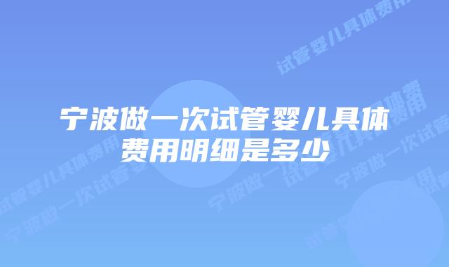 宁波做一次试管婴儿具体费用明细是多少