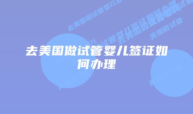 去美国做试管婴儿签证如何办理
