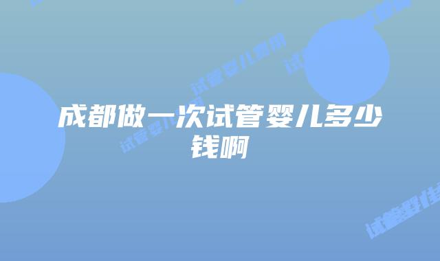 成都做一次试管婴儿多少钱啊
