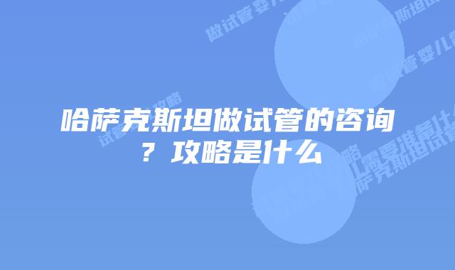 哈萨克斯坦做试管的咨询?攻略是什么