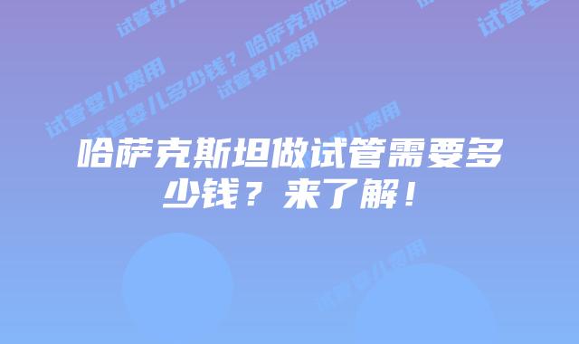 哈萨克斯坦做试管需要多少钱?来了解!
