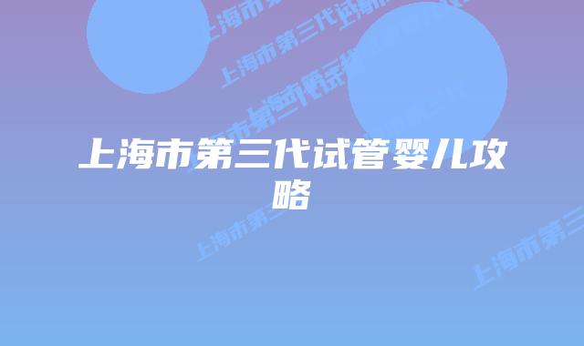 上海市第三代试管婴儿攻略