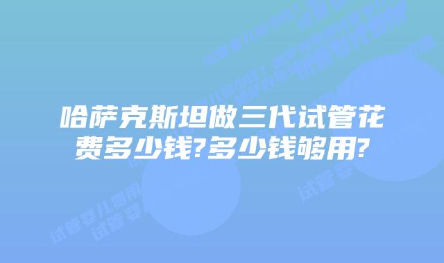 哈萨克斯坦做三代试管花费多少钱?多少钱够用?