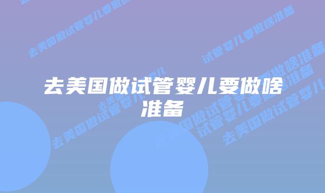 去美国做试管婴儿要做啥准备