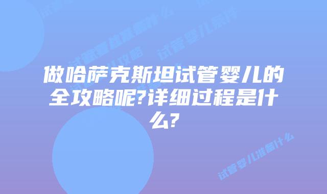 做哈萨克斯坦试管婴儿的全攻略呢?详细过程是什么?