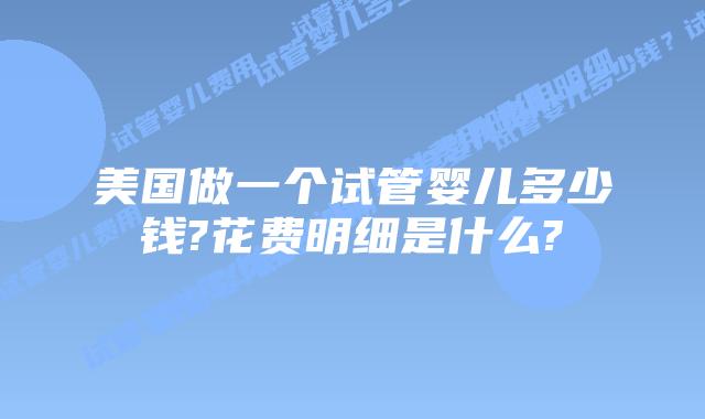 美国做一个试管婴儿多少钱?花费明细是什么?