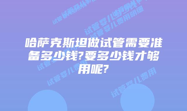 哈萨克斯坦做试管需要准备多少钱?要多少钱才够用呢?