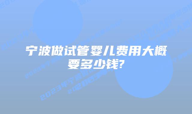 宁波做试管婴儿费用大概要多少钱?