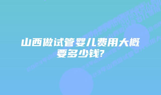山西做试管婴儿费用大概要多少钱?