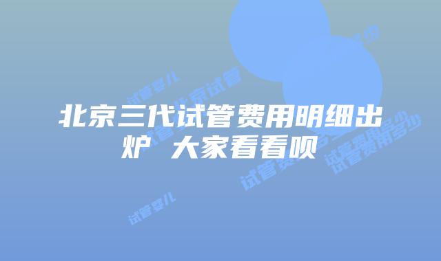 北京三代试管费用明细出炉 大家看看呗