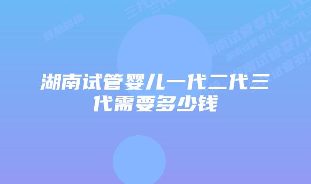 湖南试管婴儿一代二代三代需要多少钱