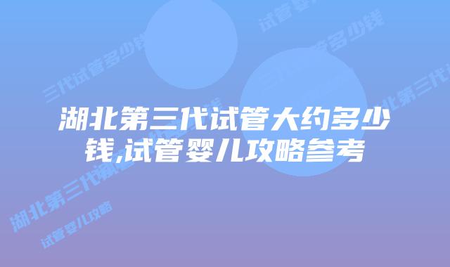 湖北第三代试管大约多少钱,试管婴儿攻略参考