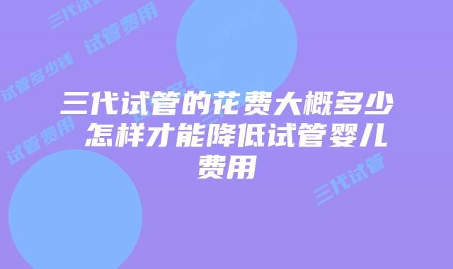 三代试管的花费大概多少 怎样才能降低试管婴儿费用