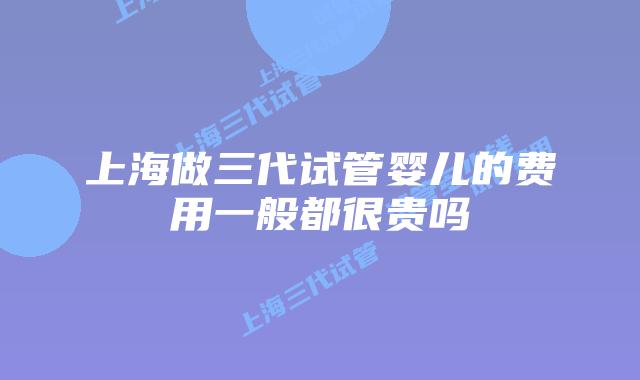 上海做三代试管婴儿的费用一般都很贵吗