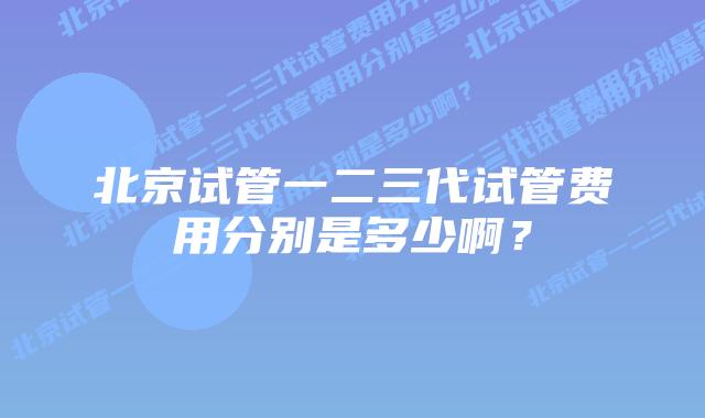 北京试管一二三代试管费用分别是多少啊？