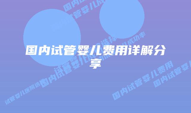 国内试管婴儿费用详解分享