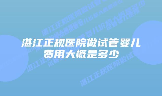 湛江正规医院做试管婴儿费用大概是多少