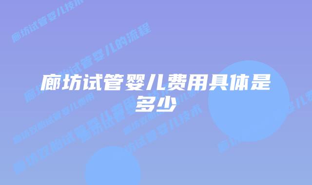 廊坊试管婴儿费用具体是多少
