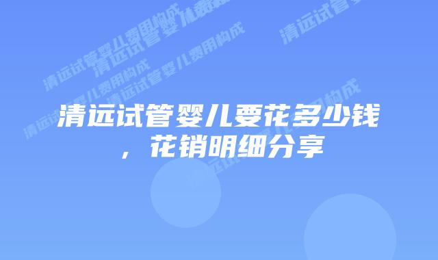 清远试管婴儿要花多少钱,花销明细分享