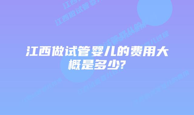 江西做试管婴儿的费用大概是多少?