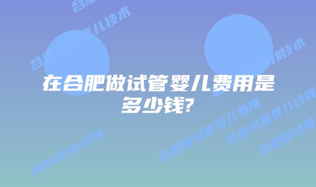 在合肥做试管婴儿费用是多少钱?