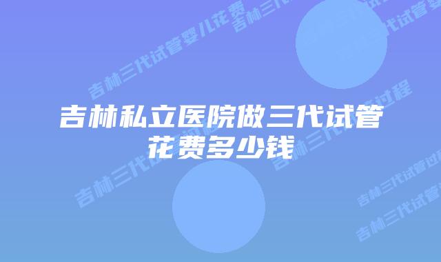 吉林私立医院做三代试管花费多少钱