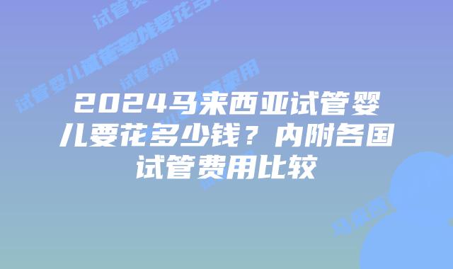 2024马来西亚试管婴儿要花多少钱？内附各国试管费用比较