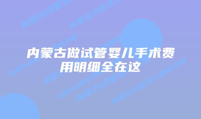 内蒙古做试管婴儿手术费用明细全在这