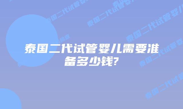 泰国二代试管婴儿需要准备多少钱?