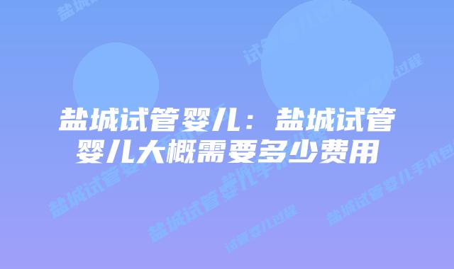 盐城试管婴儿:盐城试管婴儿大概需要多少费用