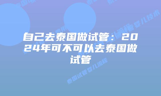 自己去泰国做试管：2024年可不可以去泰国做试管