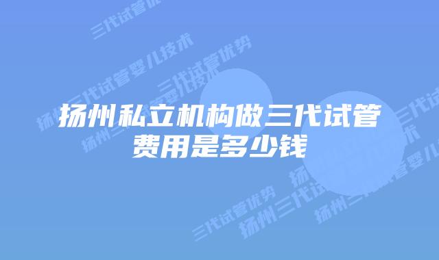 扬州私立机构做三代试管费用是多少钱