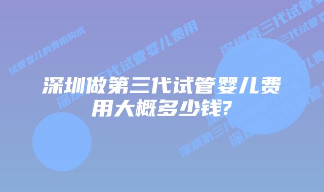 深圳做第三代试管婴儿费用大概多少钱?