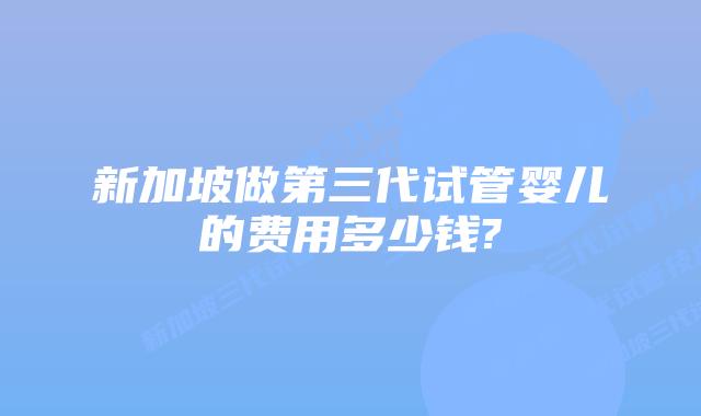 新加坡做第三代试管婴儿的费用多少钱?