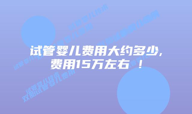 试管婴儿费用大约多少,费用15万左右 !