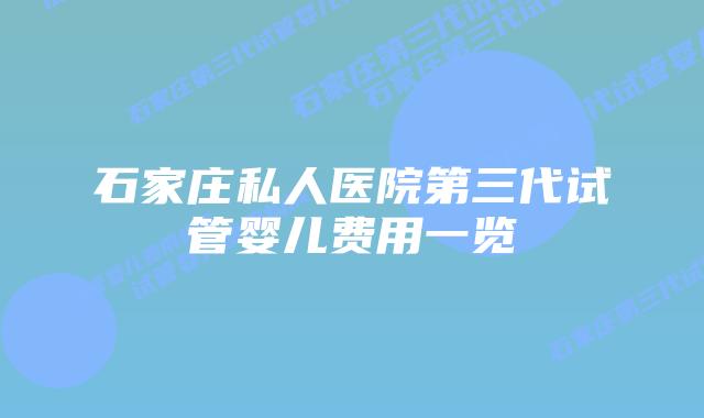 石家庄私人医院第三代试管婴儿费用一览