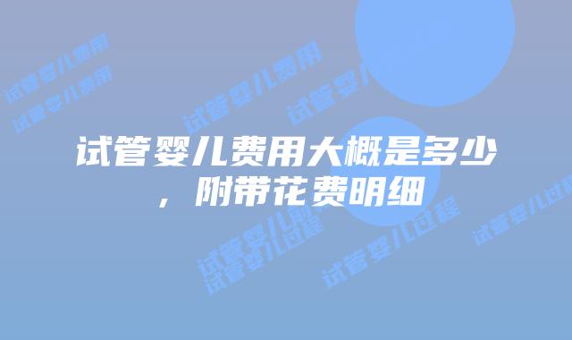 试管婴儿费用大概是多少，附带花费明细